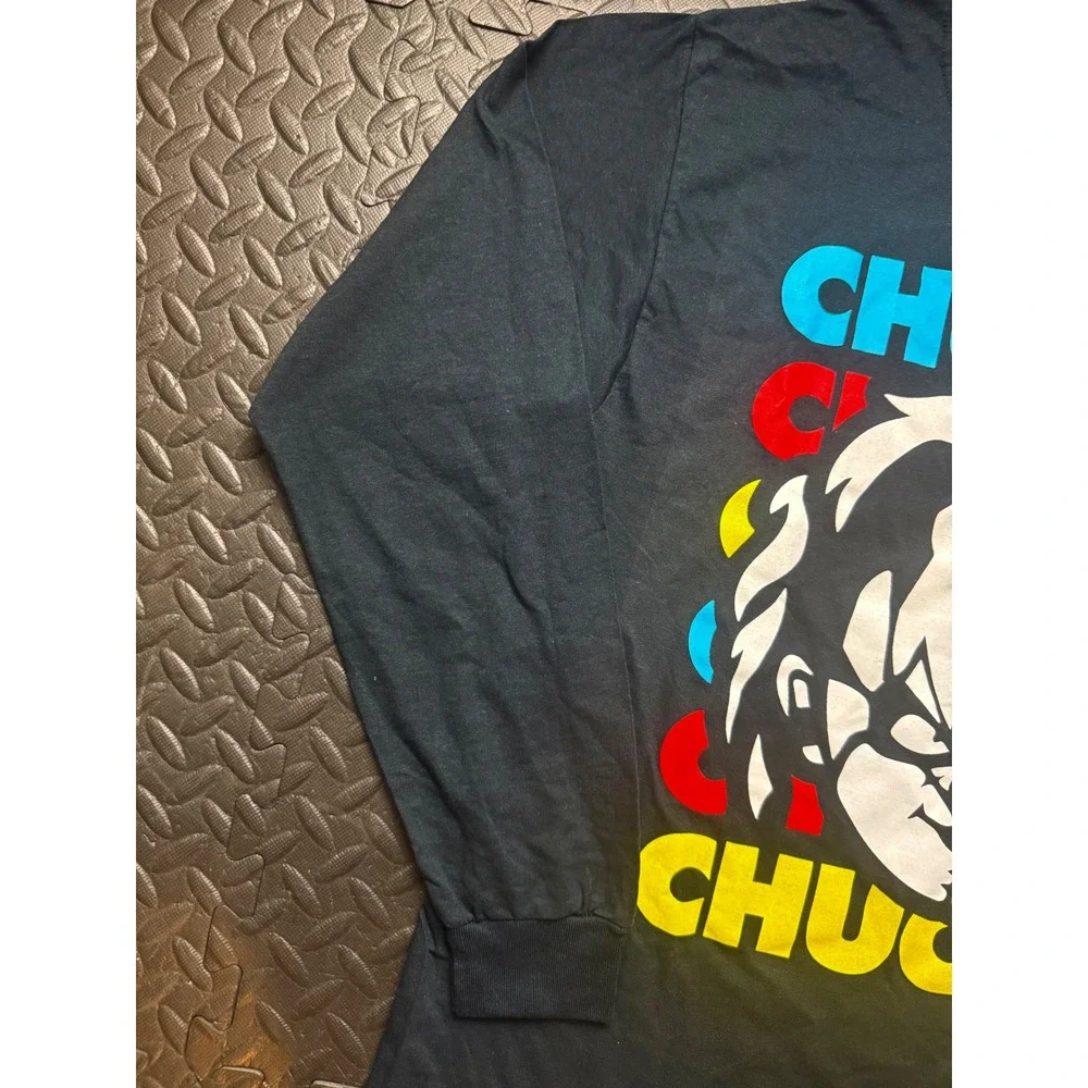 Chucky Horror Movie Graphic Long Sleeve‎ Shirt Black Mens Large Child's Play Tee